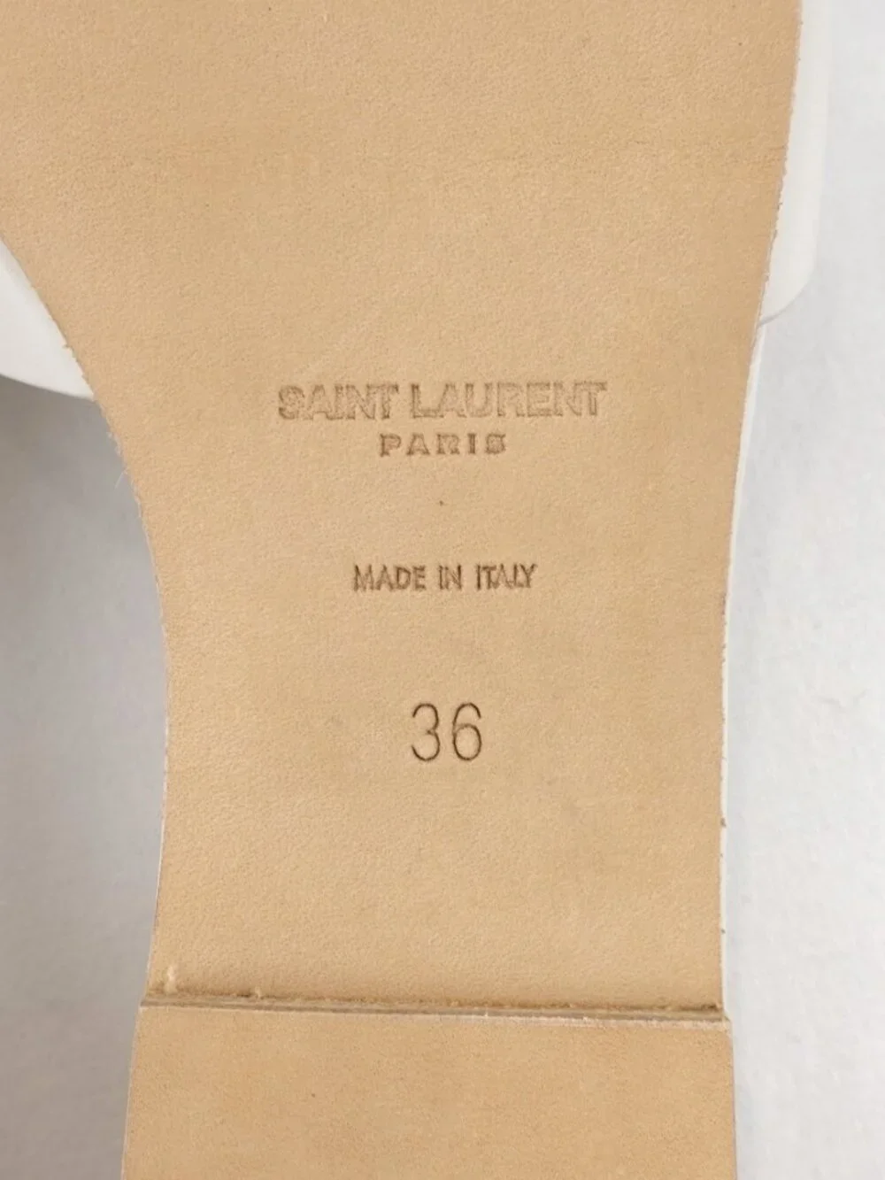 Saint Laurent Tribute Mule Slide-On Sandals In White Leather - Size US 6 (New) - Picture 5 of 14